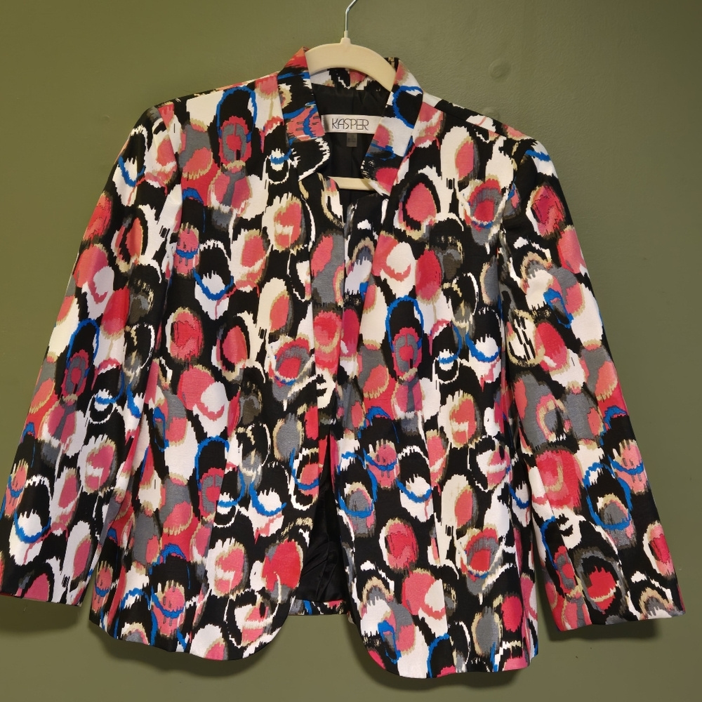 Vintage Kasper Women's Multicolor Blazer Size 10 Shoulder Pads Artsy - Picture 3 of 6